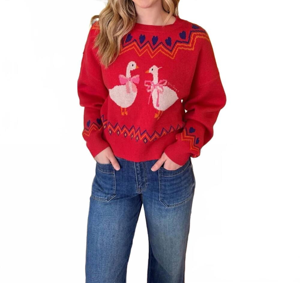 NEW CIEBON women's silly goose sweater in red